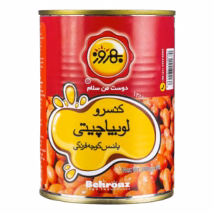 کنسرو لوبیا چیتی با سس گوجه فرنگی بهروز 390 گرمی