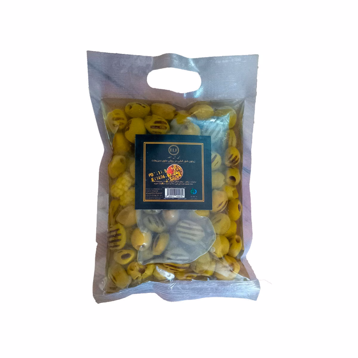 زیتون شور کبابی در روغن حاوی سبزیجات ای ال اف 600 گرم