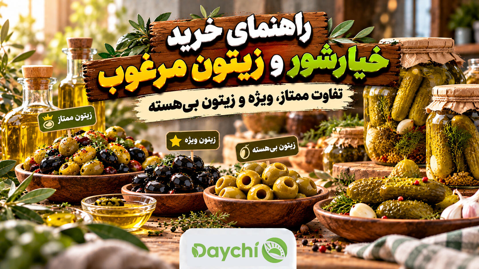 راهنمای خرید خیارشور و زیتون مرغوب؛ تفاوت ممتاز، ویژه و زیتون بیهسته