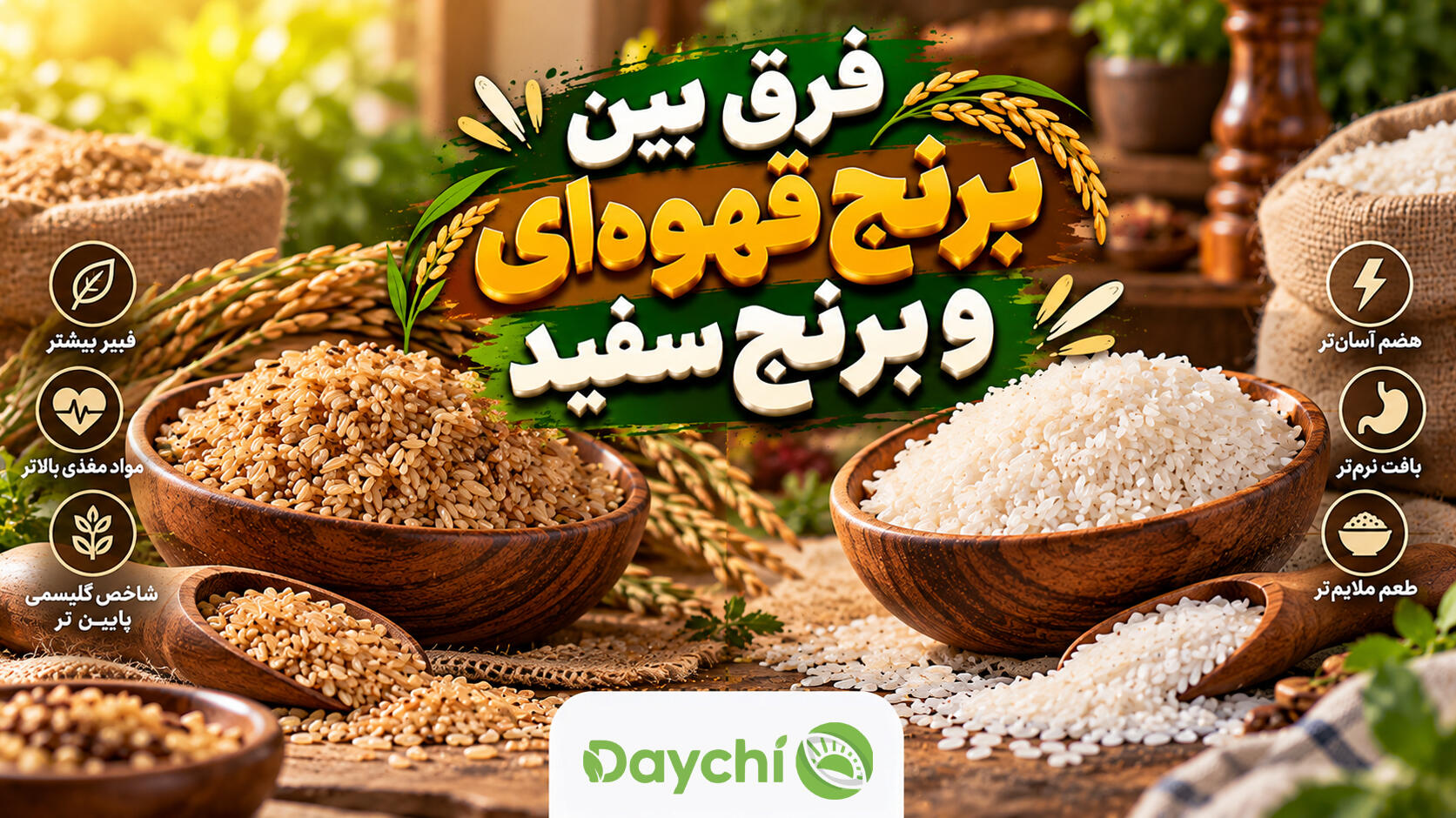 فرق بین برنج قهوه ای و برنج سفید